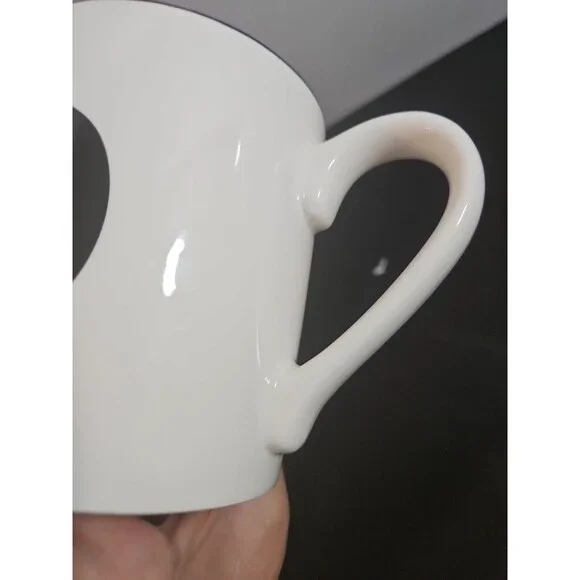 Threshold Initial ‘D’ Coffee Mug Black On White Gold Accent Black Rim Excellent - Picture 6 of 8